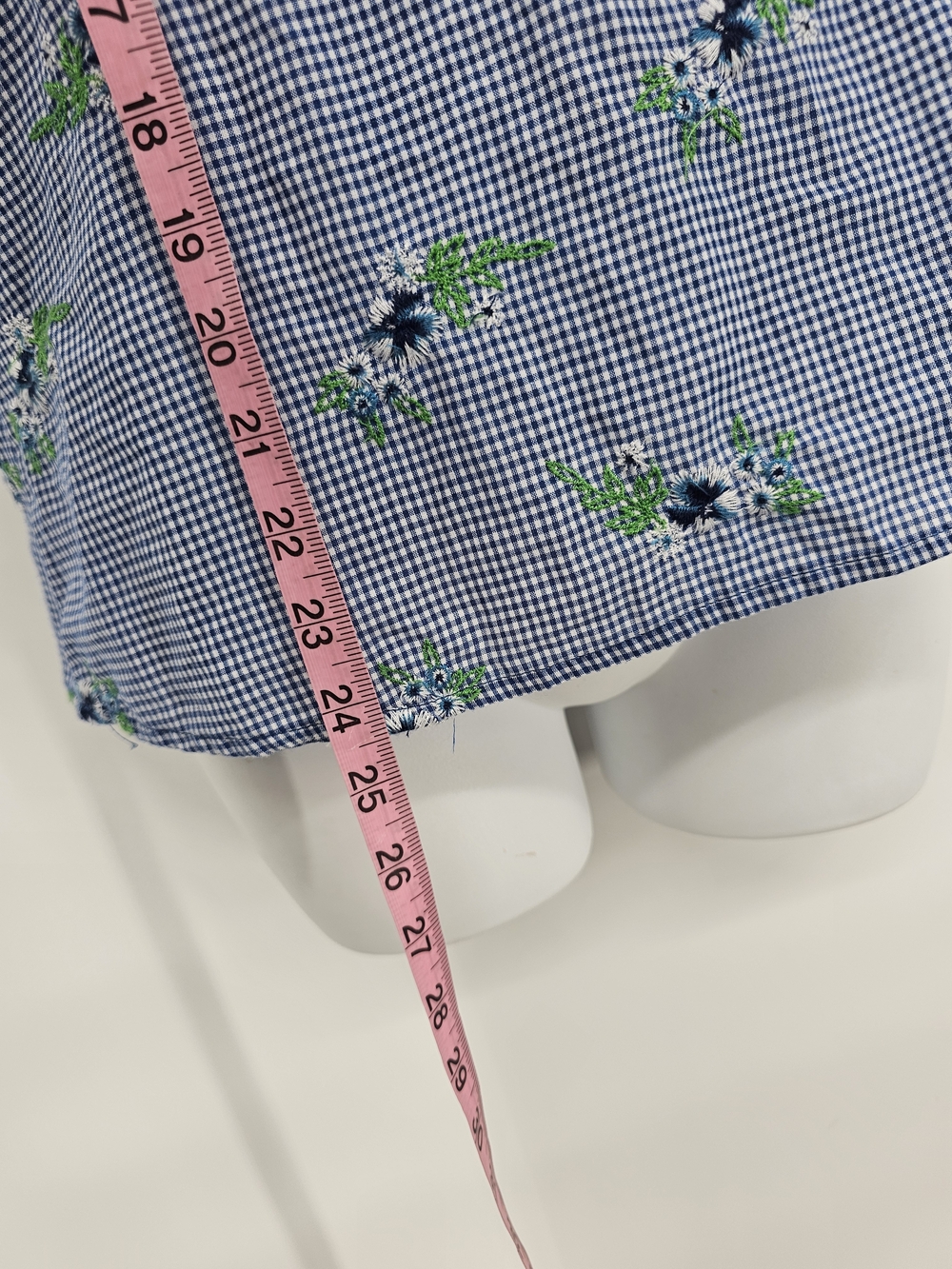 Blue Gingham Ruffle Top M - Picture 9 of 9